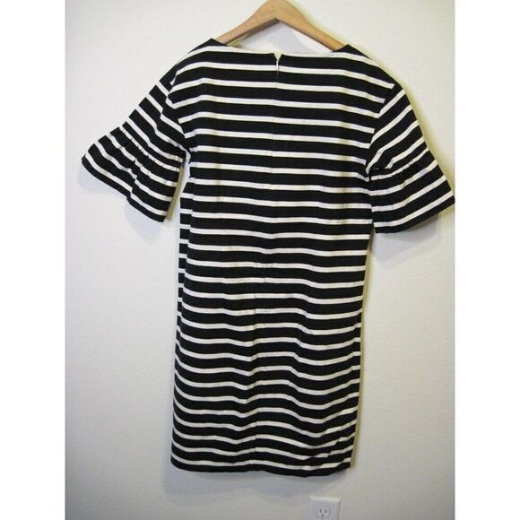J.Crew‎ Black & White Striped Bell-Sleeve Dress Size S - Picture 2 of 7